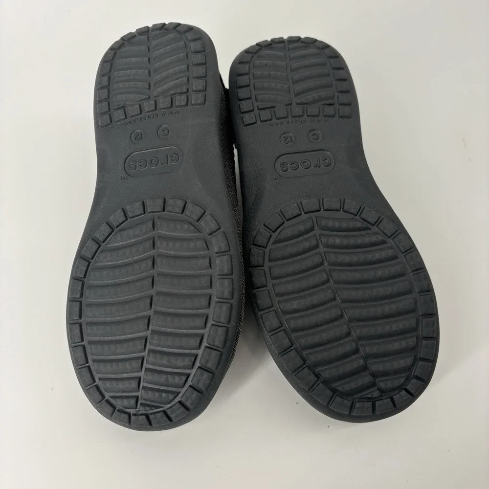Crocs Gray Santa Cruz Canvas Loafers Size C 12 Little Kid Black‎ Gray Slip On